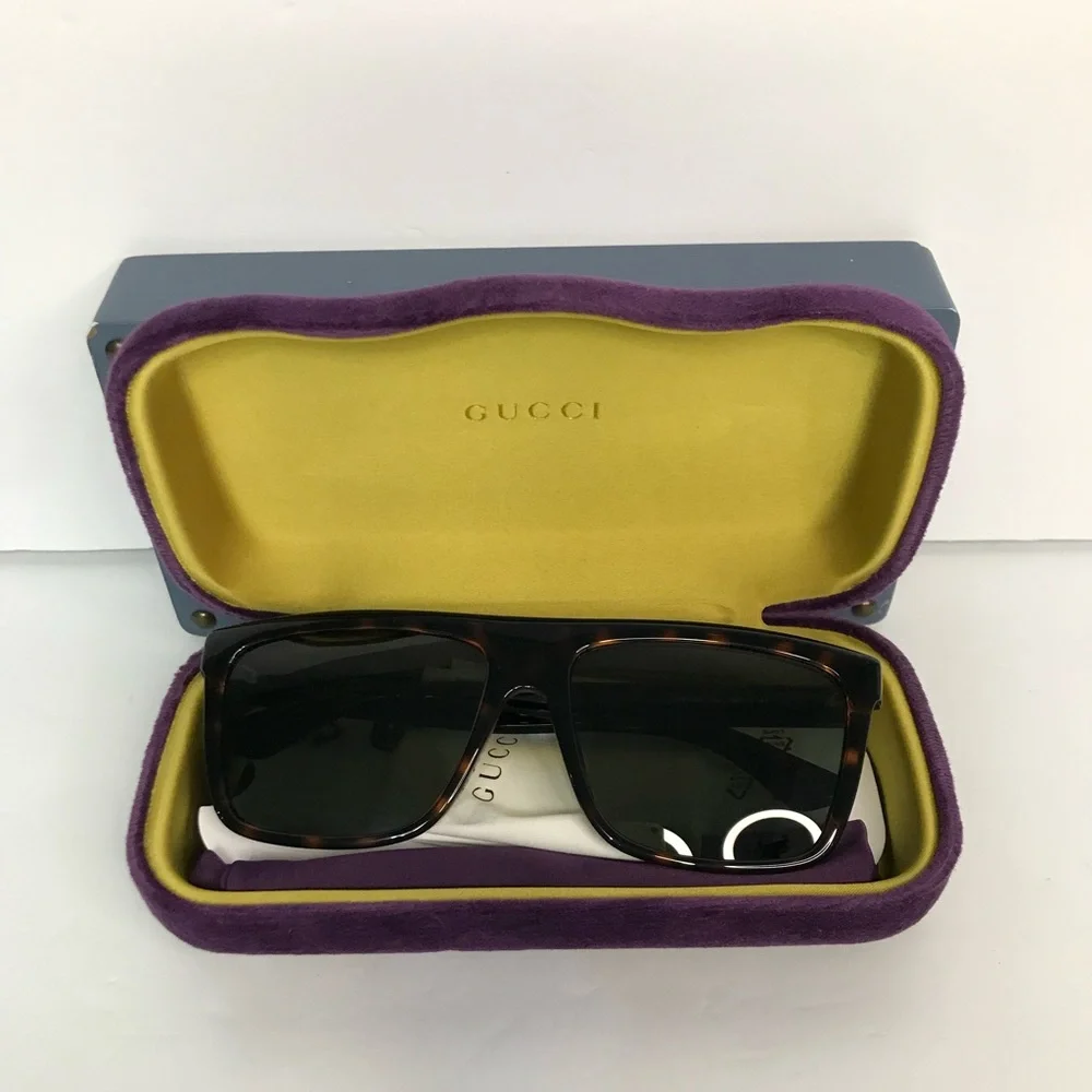💯 - New Authentic GUCCI GG0748S 003 Tortoise Green Sunglasses